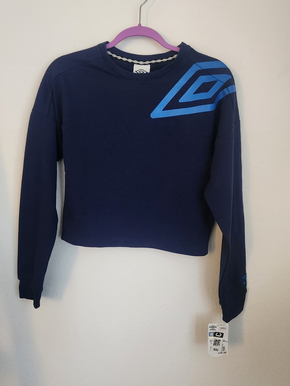 Umbro Navy Cropped Sweatshirt with Blue Logo